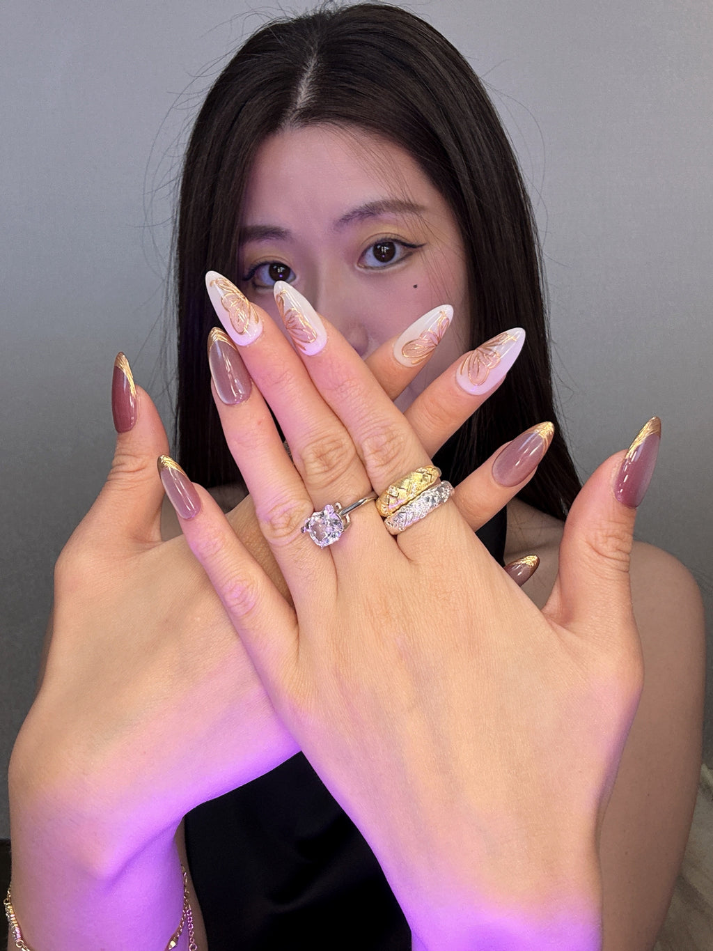 QModa 25-12S-1, URBAN SILENCE COLLECTION-Fully Grown, 100% hand made craft press on nails