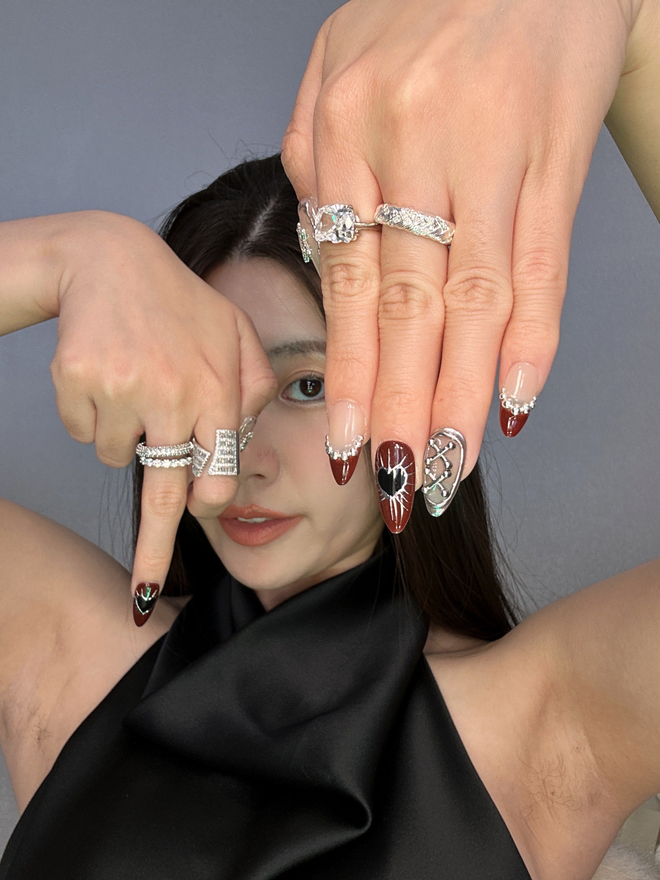 QModa 25-12S-3, PRIVATE SYMBOLS COLLECTION-Private Creed, 100% hand made craft press on nails