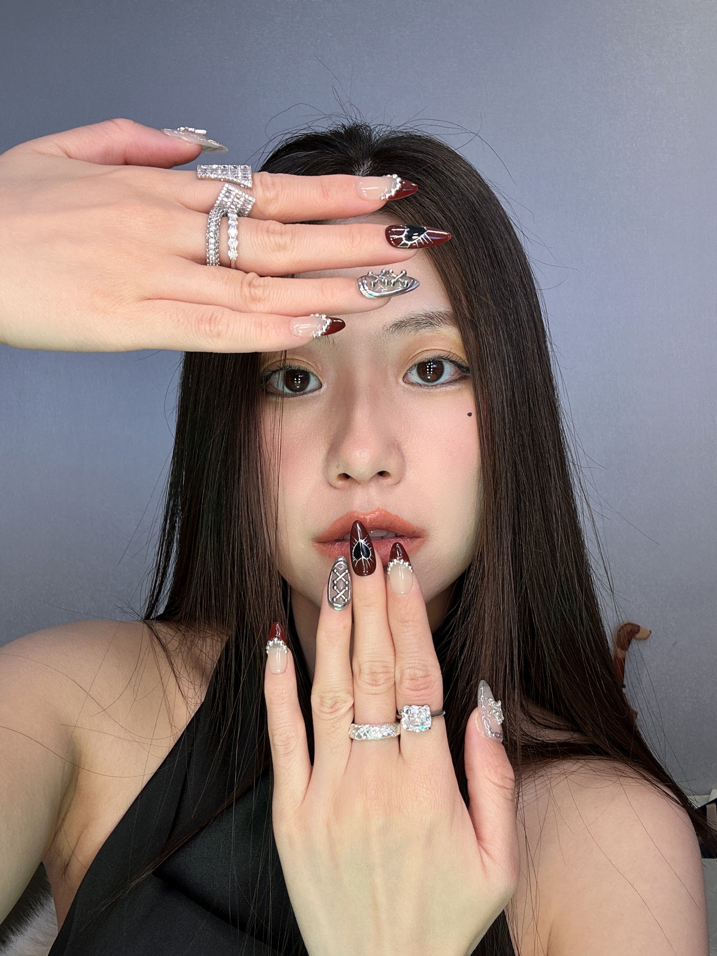 QModa 25-12S-3, PRIVATE SYMBOLS COLLECTION-Private Creed, 100% hand made craft press on nails