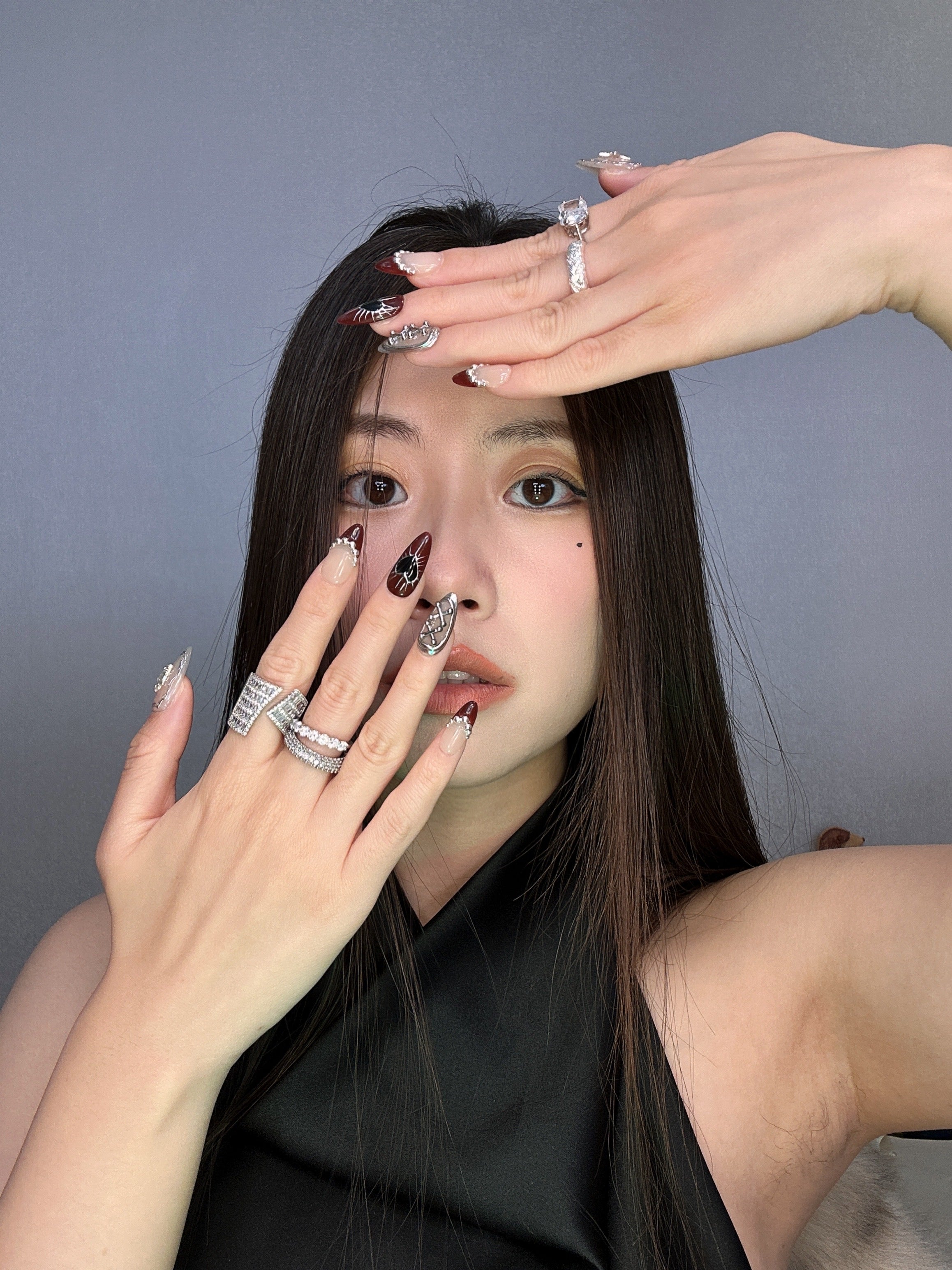 QModa 25-12S-3, PRIVATE SYMBOLS COLLECTION-Private Creed, 100% hand made craft press on nails