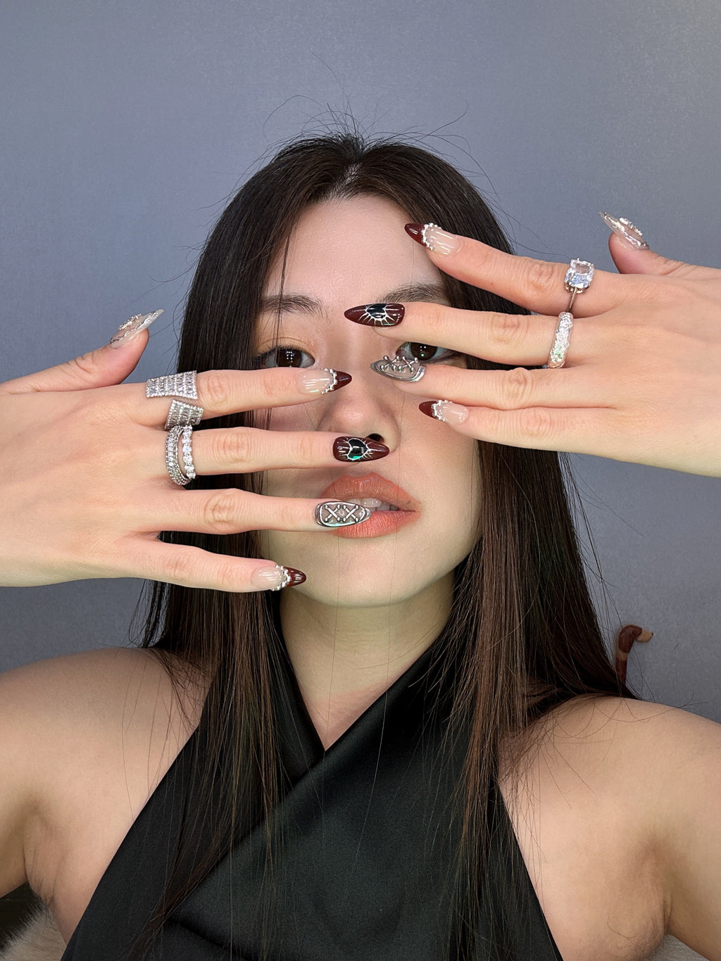 QModa 25-12S-3, PRIVATE SYMBOLS COLLECTION-Private Creed, 100% hand made craft press on nails