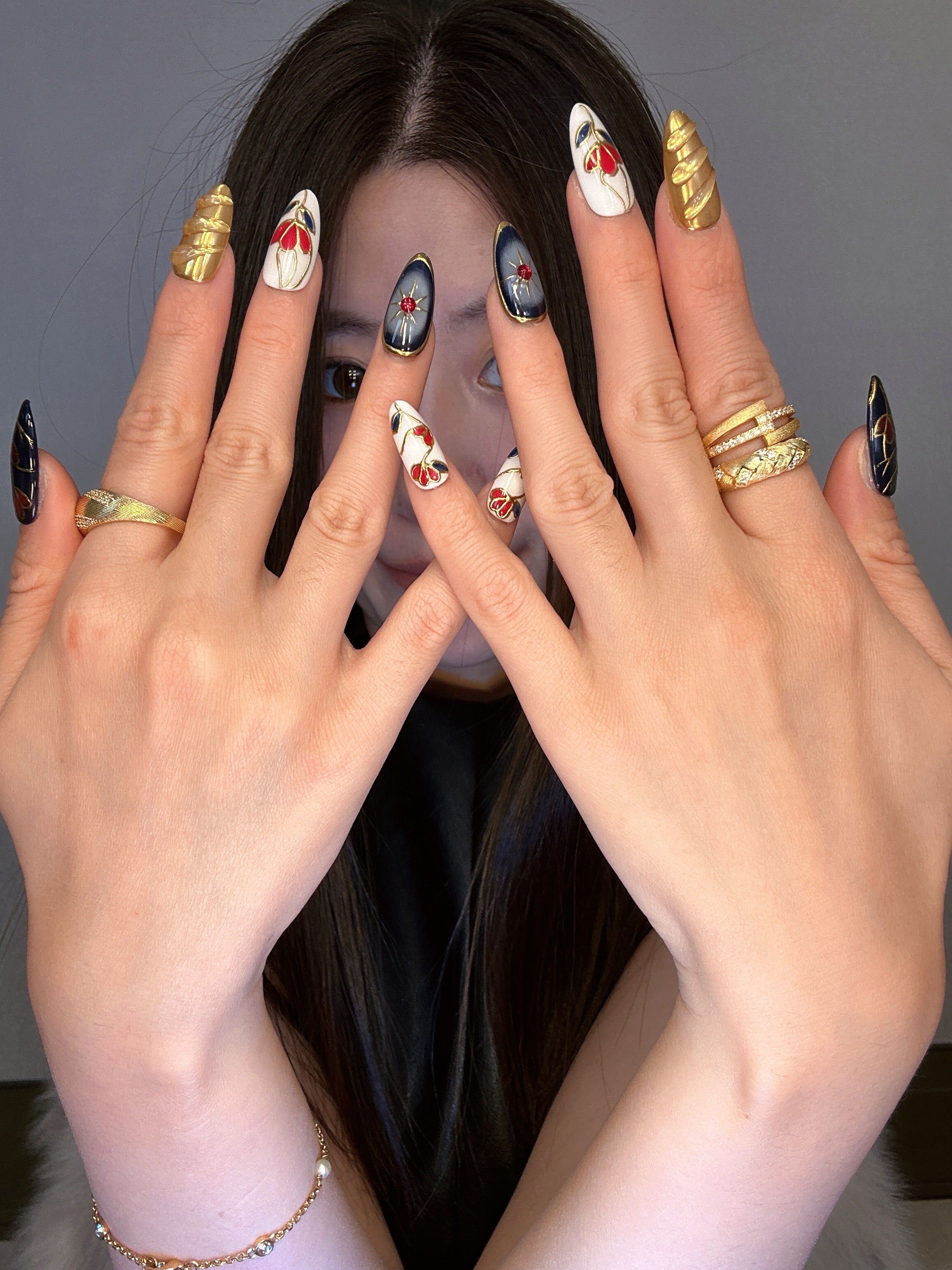 QModa 25-12S-4,PRIVATE SYMBOLS COLLECTION-Hard to Hold, 100% hand made craft press on nails