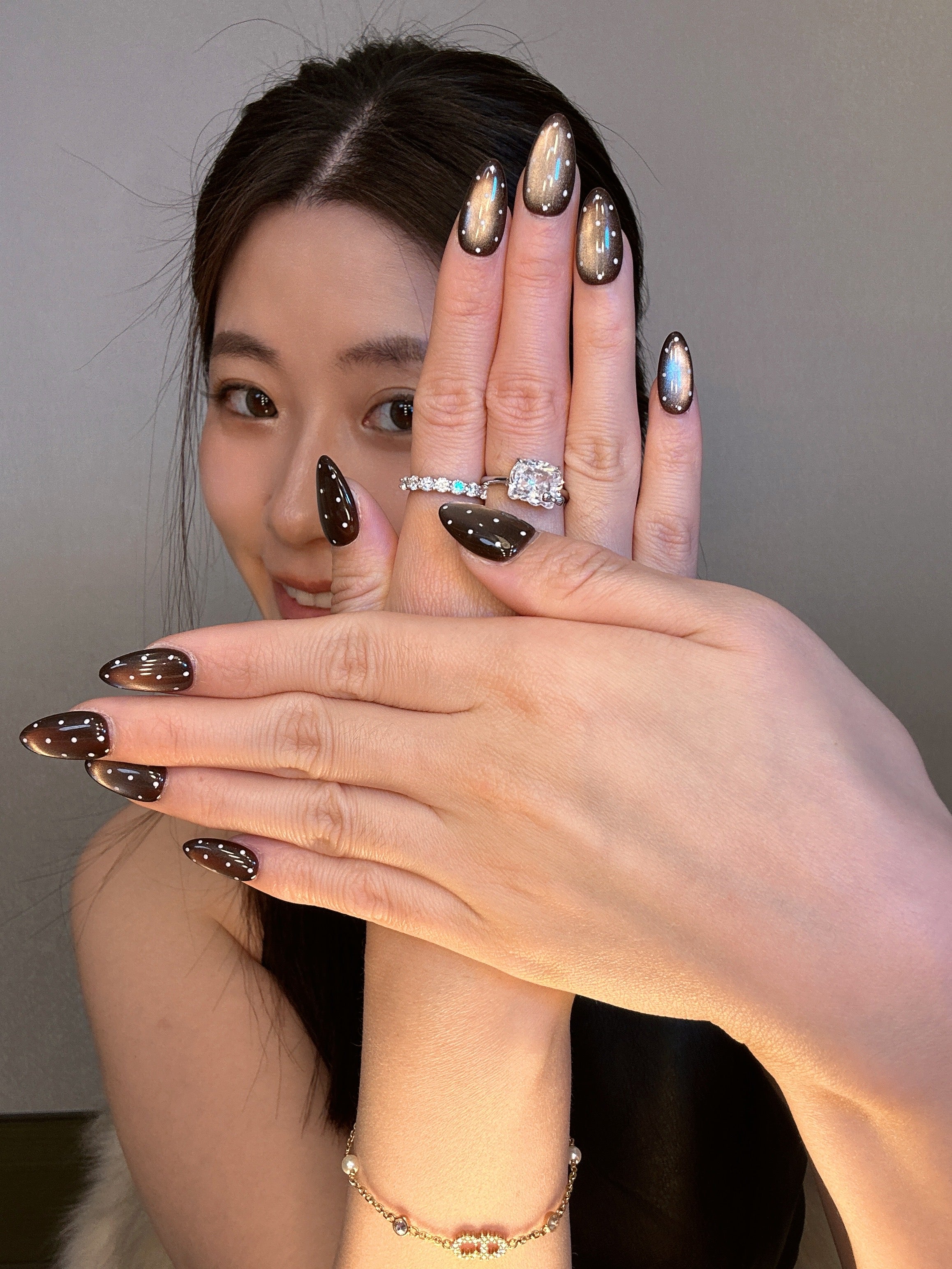 QModa 25-12S-5S, OFF-DUTY STATES COLLECTION -Soft Focus, 100% hand made craft press on nails