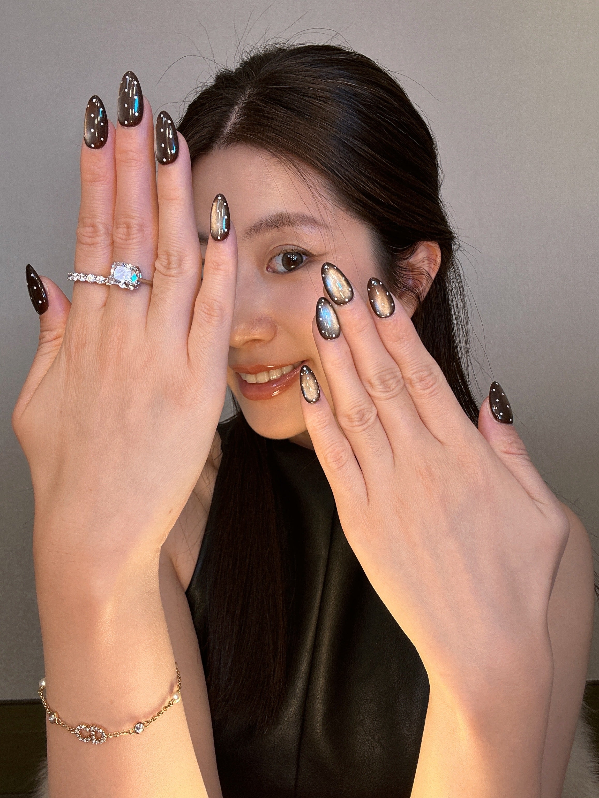 QModa 25-12S-5S, OFF-DUTY STATES COLLECTION -Soft Focus, 100% hand made craft press on nails