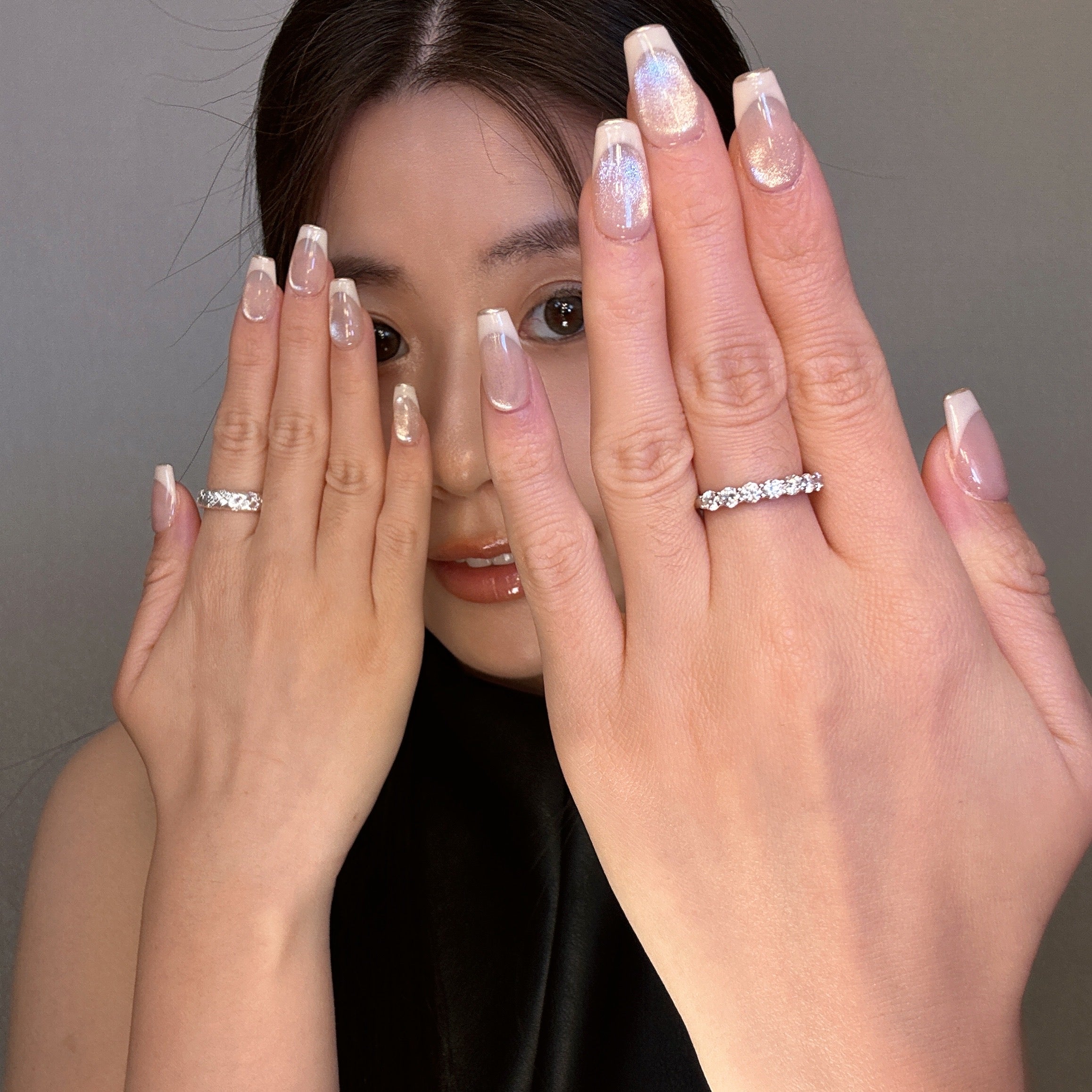 QModa 25-12S-7S, BARE ESSENTIALS COLLECTION-Second Skin, 100% hand made craft press on nails