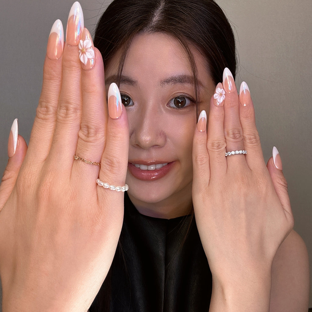 QModa 25-12S-8, SOFT MANNERS COLLECTION-Soft Spoken, 100% hand made craft press on nails